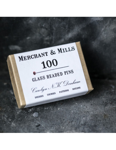 Caja de 100 alfileres extrafinos con cabeza de vidrio Merchant & Mills