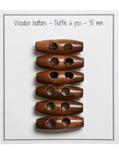 Juego de 6 botones de madera clara en forma de tronco de 30 mm