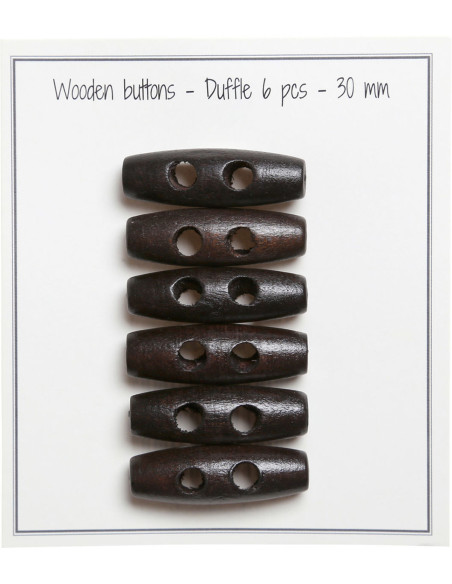 Juego de 6 botones de madera en forma de tronco, color marrón oscuro, 30 mm.