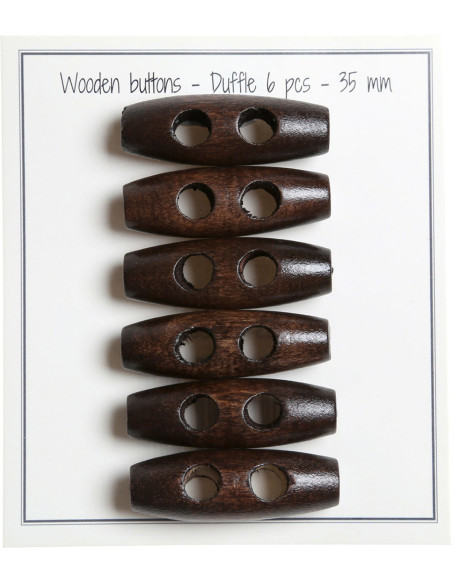 Juego de 6 botones de madera oscura tipo tronco de 35 mm