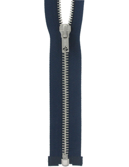 Cremallera separable de metal - Malla marina plateada