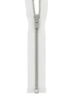 Cremallera separable de metal - Blanco con malla plateada