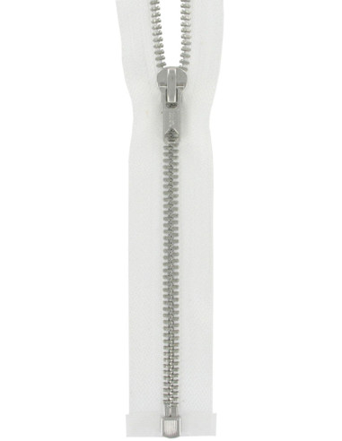Cremallera separable de metal - Blanco con malla plateada
