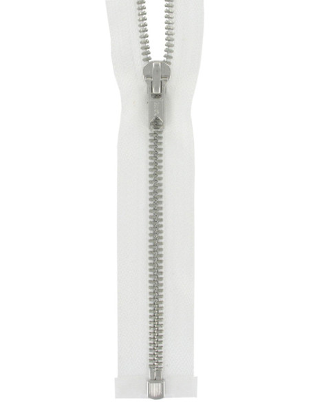 Cremallera separable de metal - Blanco con malla plateada