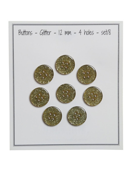 Juego de 8 botones Glitter 12 mm - Verde