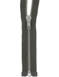 Cremallera separable de metal - Marrón con malla plateada