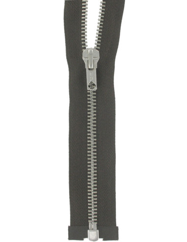 Cremallera separable de metal - Marrón con malla plateada
