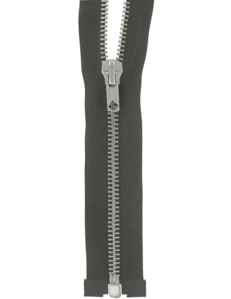 Cremallera separable de metal - Marrón con malla plateada