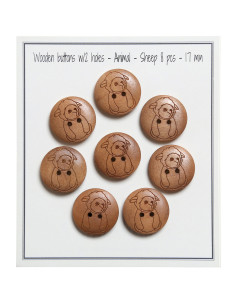 Juego de 8 botones de madera de 17 mm - Oveja