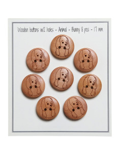 Juego de 8 botones de madera de 17 mm - Conejo