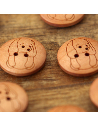 Juego de 8 botones de madera de 17 mm - Conejo