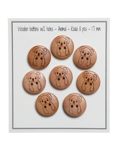 Juego de 8 botones de madera de 17 mm - Koala