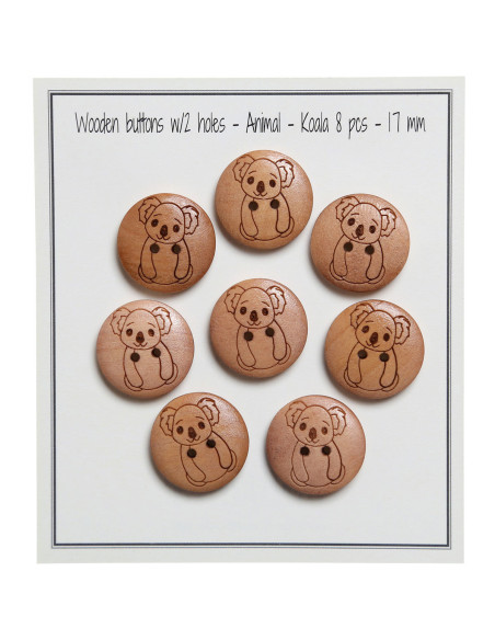 Juego de 8 botones de madera de 17 mm - Koala