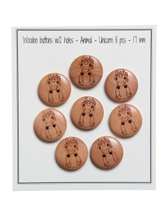 Juego de 8 botones de madera de 17 mm - Unicornio