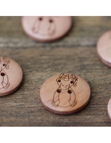 Juego de 8 botones de madera de 17 mm - Unicornio