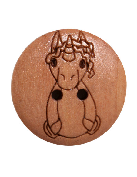 Juego de 8 botones de madera de 17 mm - Unicornio