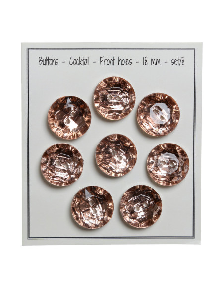 Juego de 8 botones de 2 agujeros Cocktail 18 mm - Rosa viejo