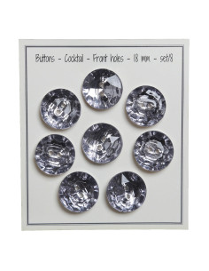 Juego de 8 botones de 2 agujeros Cocktail 18 mm - Gris