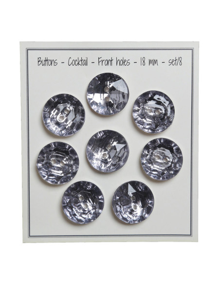 Juego de 8 botones de 2 agujeros Cocktail 18 mm - Gris