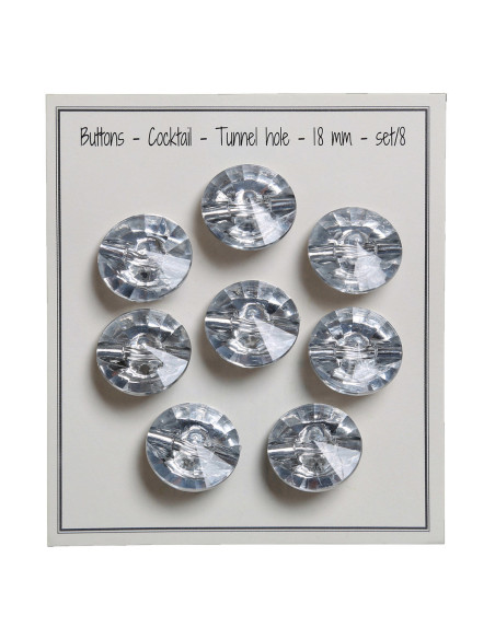 Juego de 8 botones de cola de cóctel de 18 mm - Plata