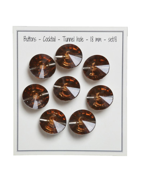Juego de 8 botones con cola Cocktail 18 mm - Bronce