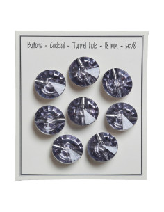 Juego de 8 botones con cola Cocktail 18 mm - Gris