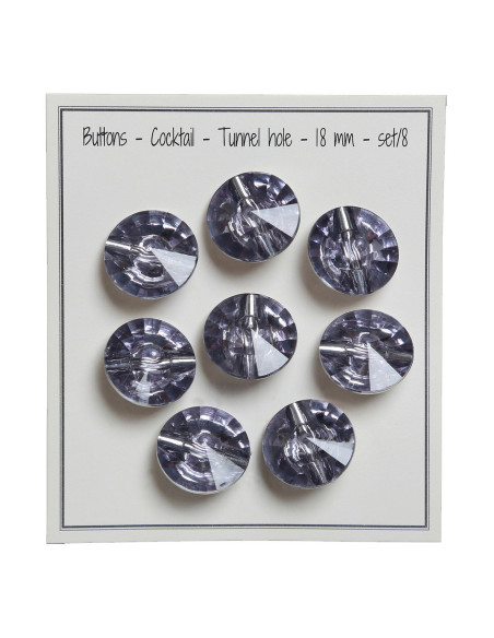 Juego de 8 botones con cola Cocktail 18 mm - Gris