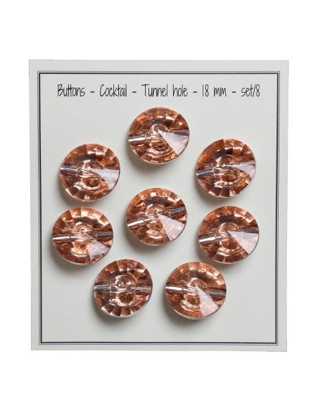 Juego de 8 botones con cola Cocktail 18 mm - Rosa viejo