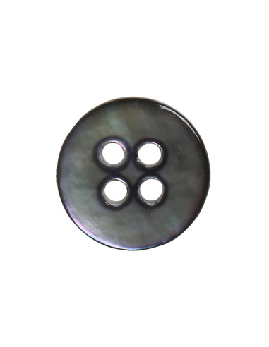 Juego de 8 botones de 4 agujeros de nácar de 12 mm - Negro