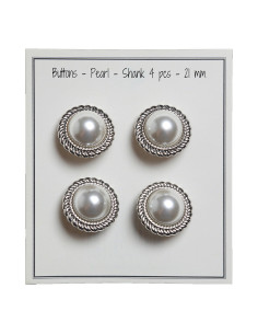 Juego de 4 botones Perla 21 mm - Plata