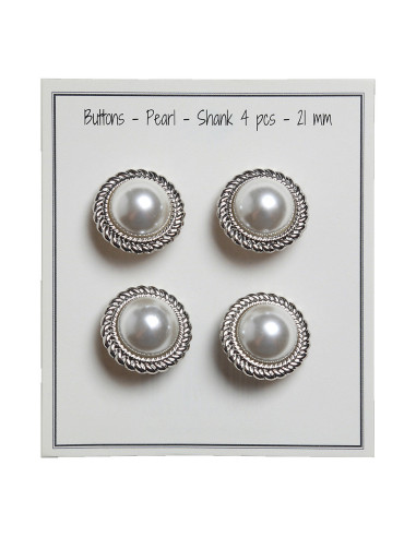 Juego de 4 botones Perla 21 mm - Plata