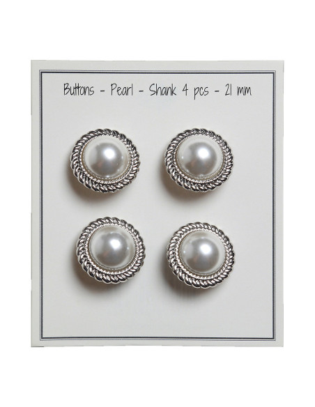 Juego de 4 botones Perla 21 mm - Plata