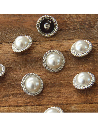 Juego de 4 botones Perla 21 mm - Plata
