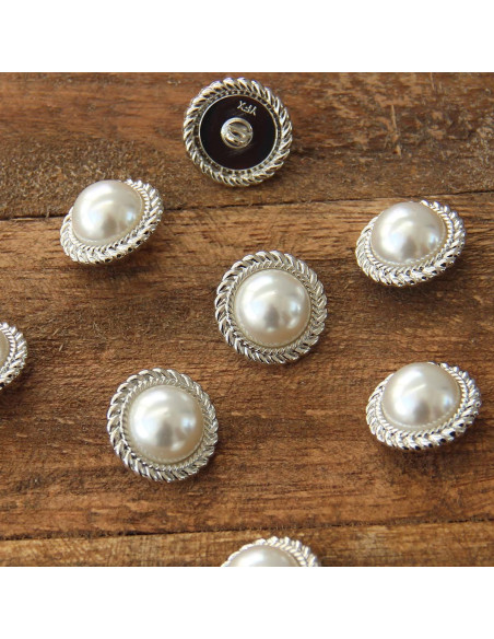 Juego de 4 botones Perla 21 mm - Plata