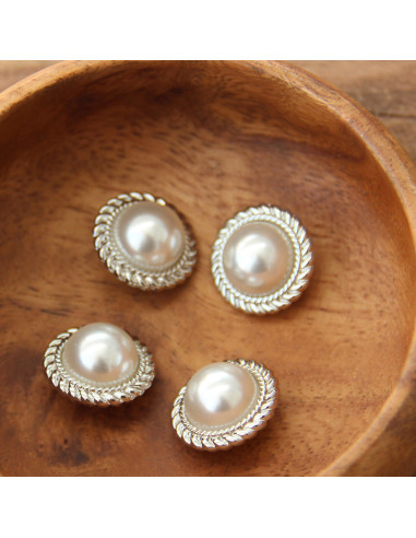 Juego de 4 botones Perla 21 mm - Plata
