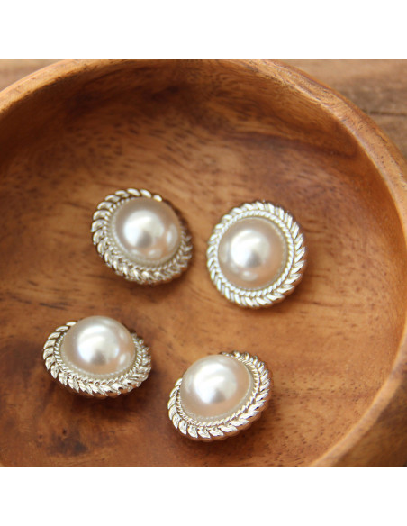 Juego de 4 botones Perla 21 mm - Plata