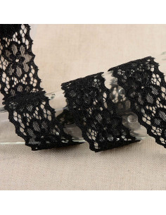 Encaje elástico Hellébore - Negro