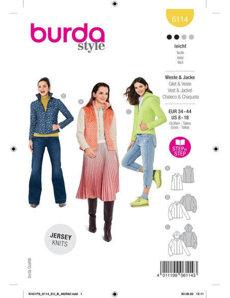 Patrón de chaleco y chaqueta - Burda 6114