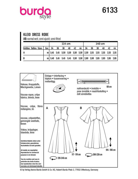 Patrón de vestido - Burda 6133