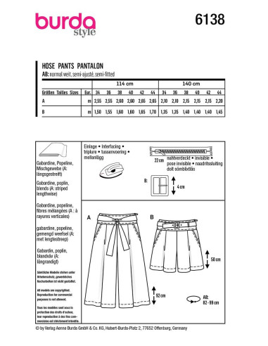 Patrón de falda-pantalón - Burda 6138