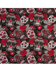 Tejidos de punto - Calavera - Rojo y negro