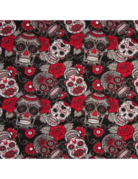 Tejidos de punto - Calavera - Rojo y negro