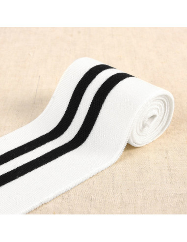Puños y cintura de canalé - Blanco con rayas negras