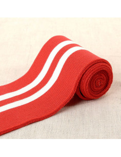 Puños y cintura de canalé - Rojo con rayas blancas