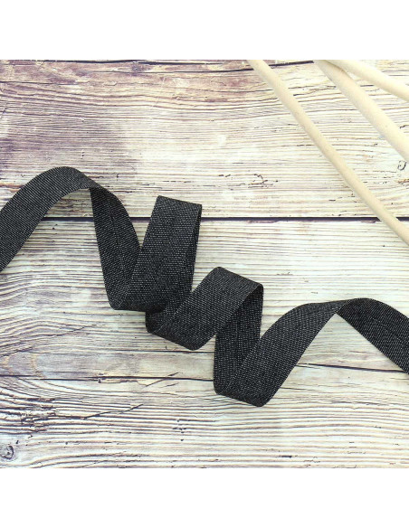 Cinta al bies de mezclilla 20 mm - Negro