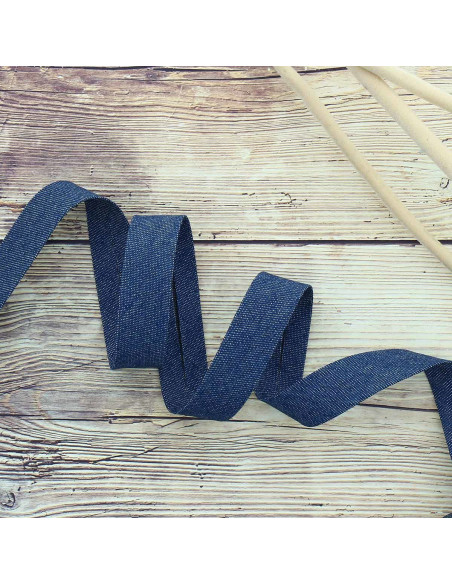 Cinta al bies de jeans 20 mm - Azul