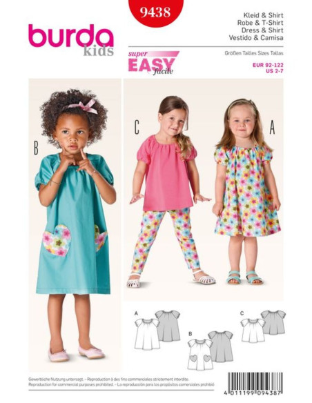 Patrón de vestido y camiseta - Burda 9438