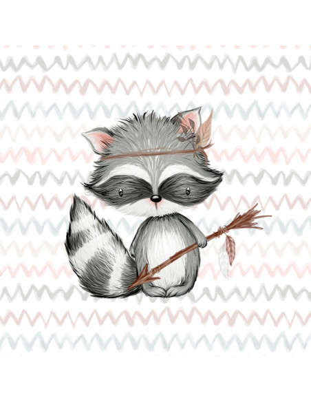 Panel de tela de sudadera ligera 40 cm x 50 cm - Pequeño mapache indio