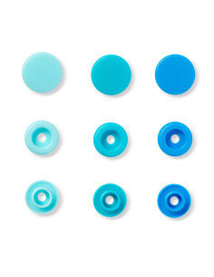 Juego de 30 botones a presión Color Snaps 12,4 mm - Azul cielo, turquesa y azul 2