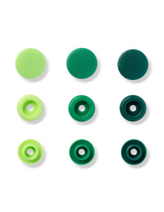 Juego de 30 botones a presión Color Snaps 12,4 mm - Verde manzana, verde y verde abeto 2